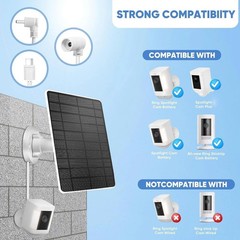 Solar Panel for Ring Camera(2nd Generation) Dustproof Waterproof 5W Solar Panel