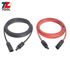 1-Pair 10ft Black + Red 12AWG Solar Panel Extension Cable Wire Connector