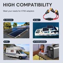 XT60 Y Splitter Cable 12AWG XT60 1 Female to 2 Male Parallel Connector Adapte…