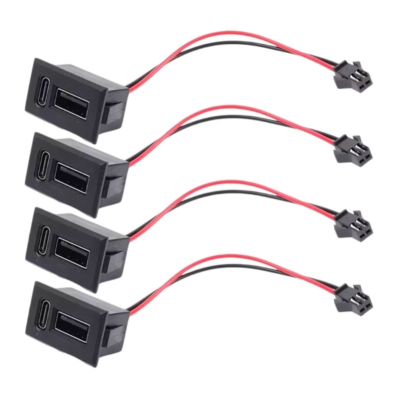 Flush Mount USB Power Socket Set, Embedded Sockst Pack of 4 for Panel Use