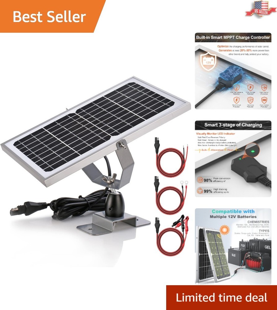 Efficient 10W Waterproof Solar Panel Charger with Built-in MPPT Controller