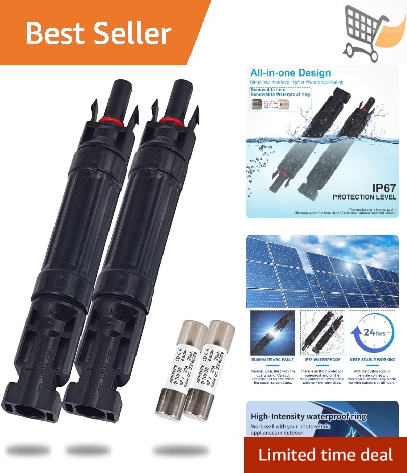 15A Waterproof Solar Fuse Holder Inline Connector for Panels & Controllers