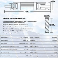 Waterproof Solar Fuse Connector 20A 5pcs