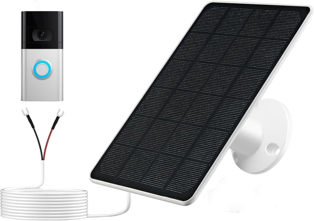 Solar Panel Charger Compatible with Ring Video Doorbell 3/3+/4, Battery Video Do