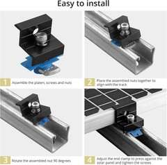 Anbte 10Pcs Solar Panel End Clamp for Standard Unistrut, Aluminum 30Mm/35Mm Sola