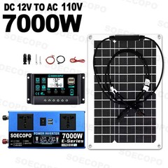 7000W Peak Solar System Kit Flexible Panel 100A Controller 12V 24V To 110V/220V