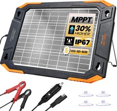 12V Solar Battery Charger 13W Waterproof Dual Sided Battery Maintainer IP67 MPPT