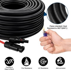 Solar Panel Extension Cable 10AWG 10FT Solar Wire W/ Female & Male Waterproof