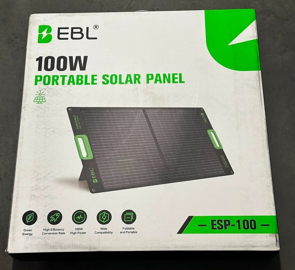 NEW-EBL 100W Portable Solar Panel for Power Station, 18V Foldable Solar Charger