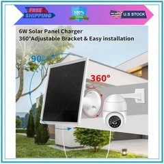 6W Solar Panel Charger for USB C Micro USB Security Camera Waterproof Outdoor