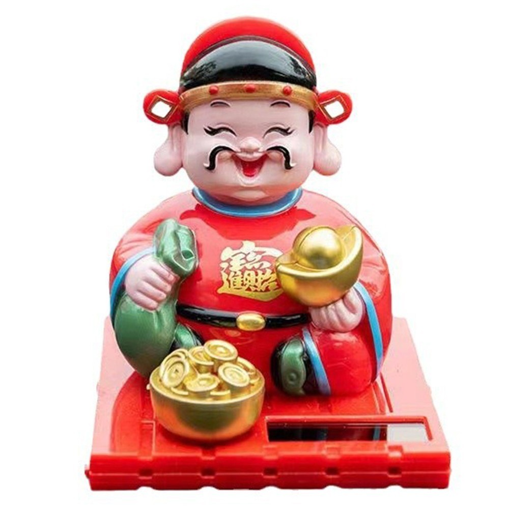 Enhance Your Space with a Nodding God of Wealth Statue Using Solar Power