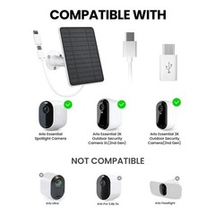 IP65 Waterproof Solar Panel Charger for Arlo Essential Cameras 5W Power