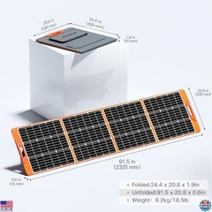 200W Portable Solar Panel, IP65 Waterproof, Foldable with USB & MC4 Outputs