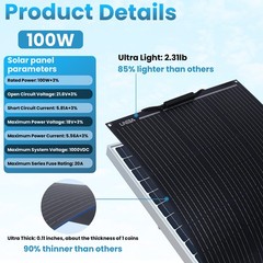 100W 18V Mono Solar Panel Kit for RV Home Caravan PV Boat Off-Grid Solar Power
