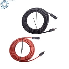 25 Feet 10AWG Red + Black Solar Panel Extension Cable Wire Connector 1 Pair