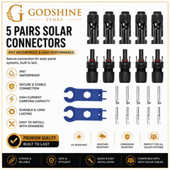 5 Pairs Solar Connectors Male/Female IP67 Waterproof Solar Panel Cable Connector