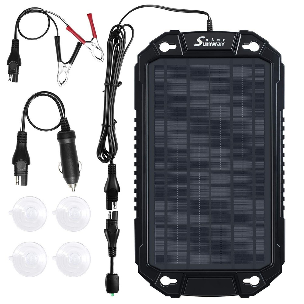 Sunway Solar Car Battery Trickle Charger & Maintainer 12Volt 8W Solar Panel P…