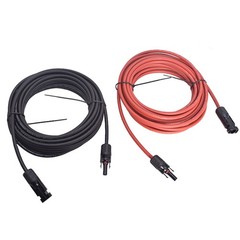 1 Pair 10AWG Black + Red Solar Panel Extension Cable Wire Connector 25 Feet