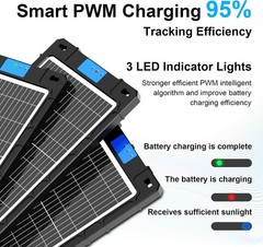 12V Solar Car Battery Charger 12W Waterproof Portable Solar Trickle Charger M…