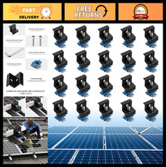 20pcs Solar Panel End Clamps for Standard Unistrut 30mm/35mm – Black, Durable &