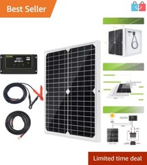 High-Efficiency 20W Solar Charger Kit with Extension Cables for Marine & Camping