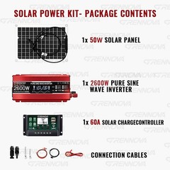 Grennova 2600W Power Solar System Pure Sine Real Capacity 12V To110V/220V Invert