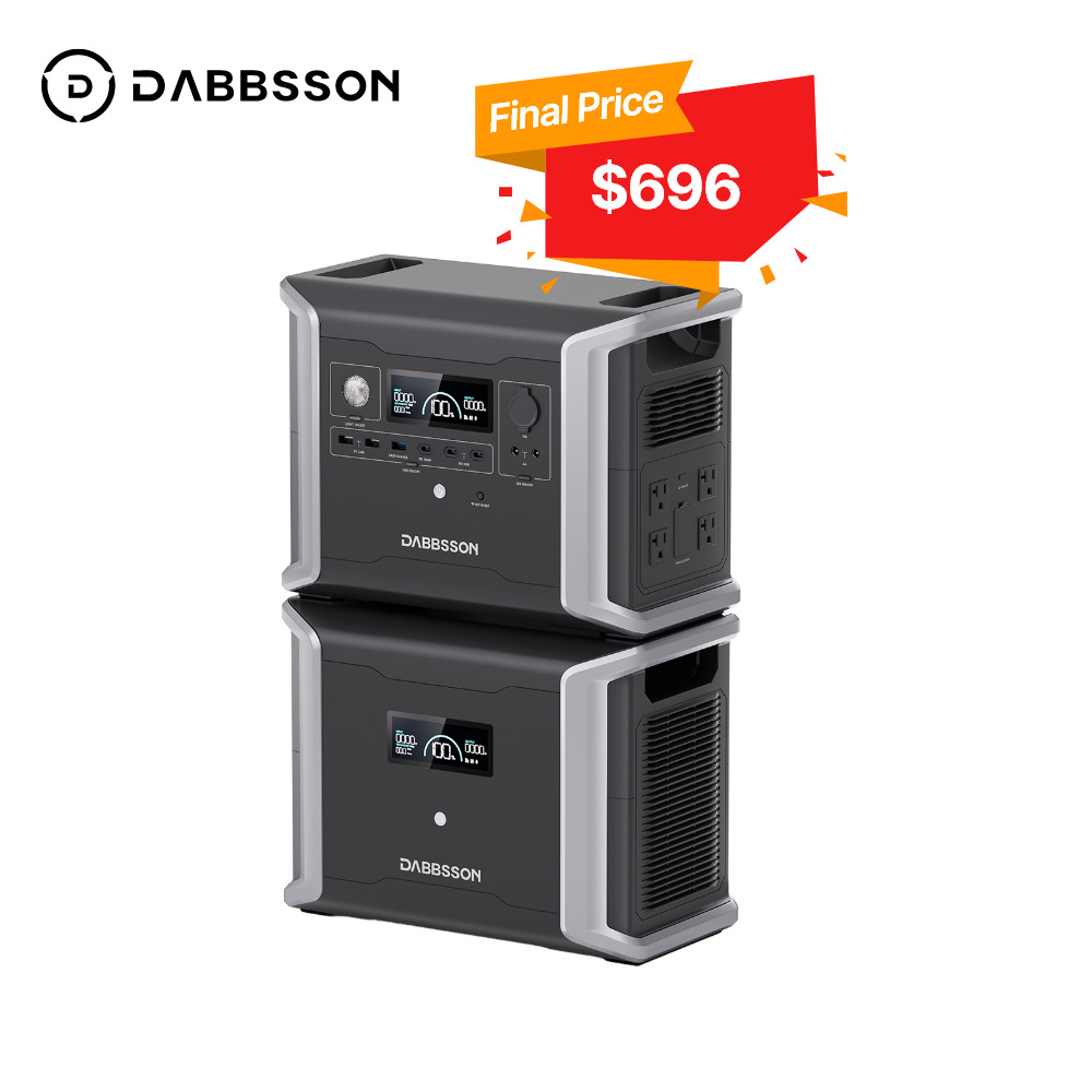 Dabbsson Portable Power Station 3030Wh Solar Generator Extra Battery for Camping