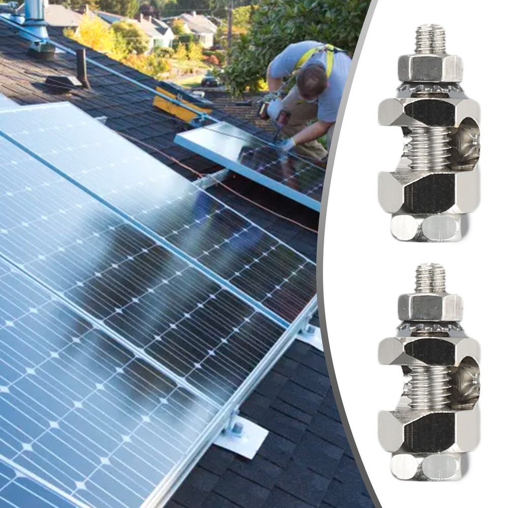 2X Solar Grounding Lug Solar Panel Fasteners Wire Clip Protection Grounding