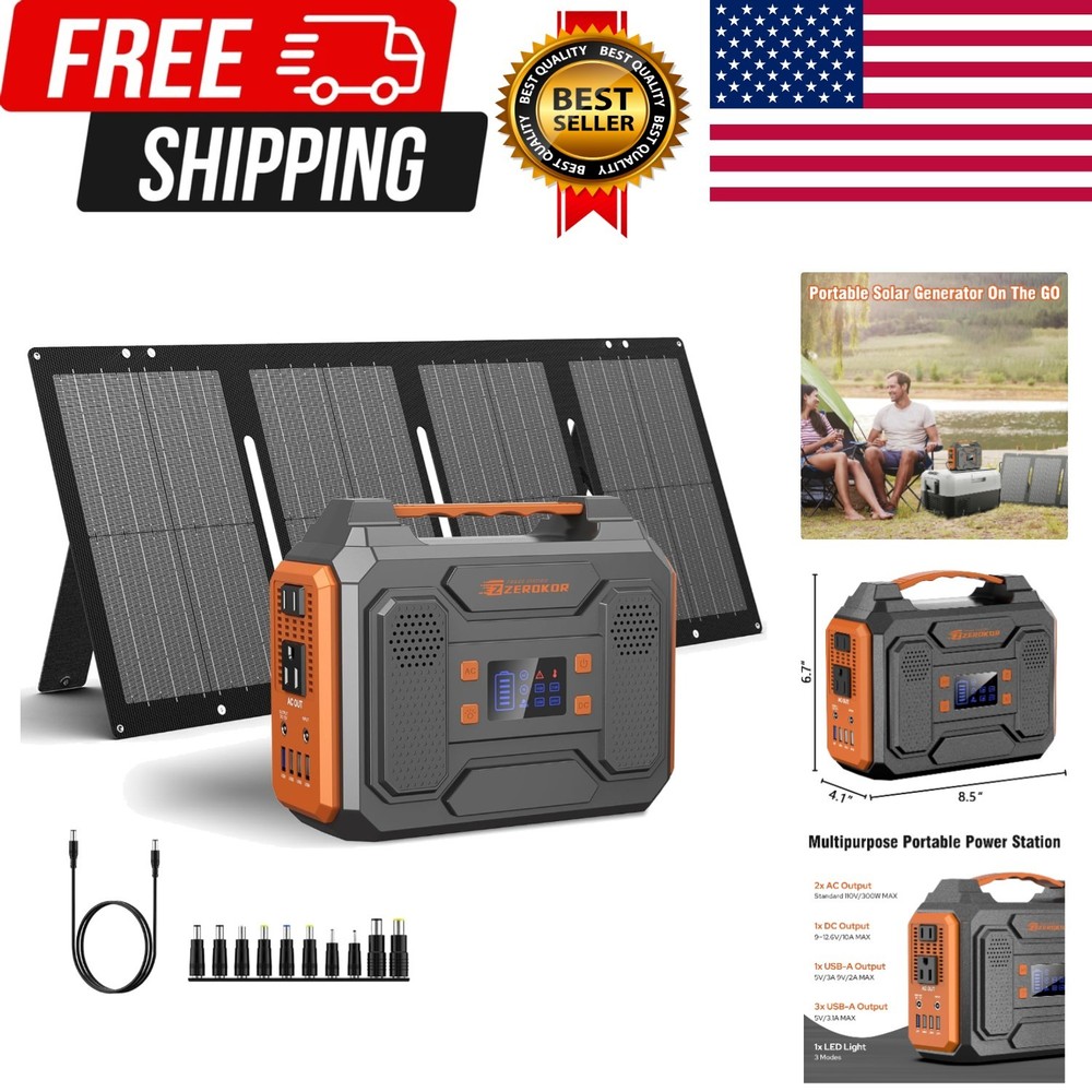 Portable Solar Generator 300W Portable Power Station with 60W Solar Panel | 1…