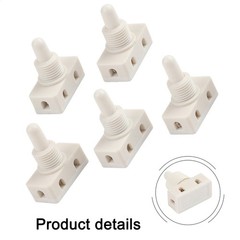 White Selflocking Push Button Switch Plastic 2A 250V for Lamp 5 Pieces Pack