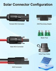 Solar Panel to SAE Adapter Cable 10AWG MC4 to SAE Adapter | Solar 10FT