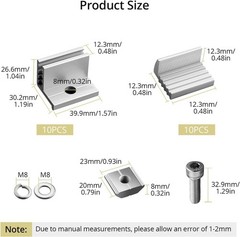 Adjustable Solar Panel Mount Brackets 3050mm 10pc Aluminum Roof Clamp Kit