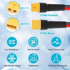 10AWG 2FT 2PCS XT60 Extension Cable 2 3 5 10 15 20 25 30 35 40 50 75 100FT XT…