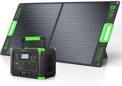 500W Portable Power Station with 100W Portable Solar Panel 20V Outdoor | Solar