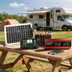 Grennova 2200W Solar Power Kit 50W Panel 12 To 110/220V Inverter 60A Controller