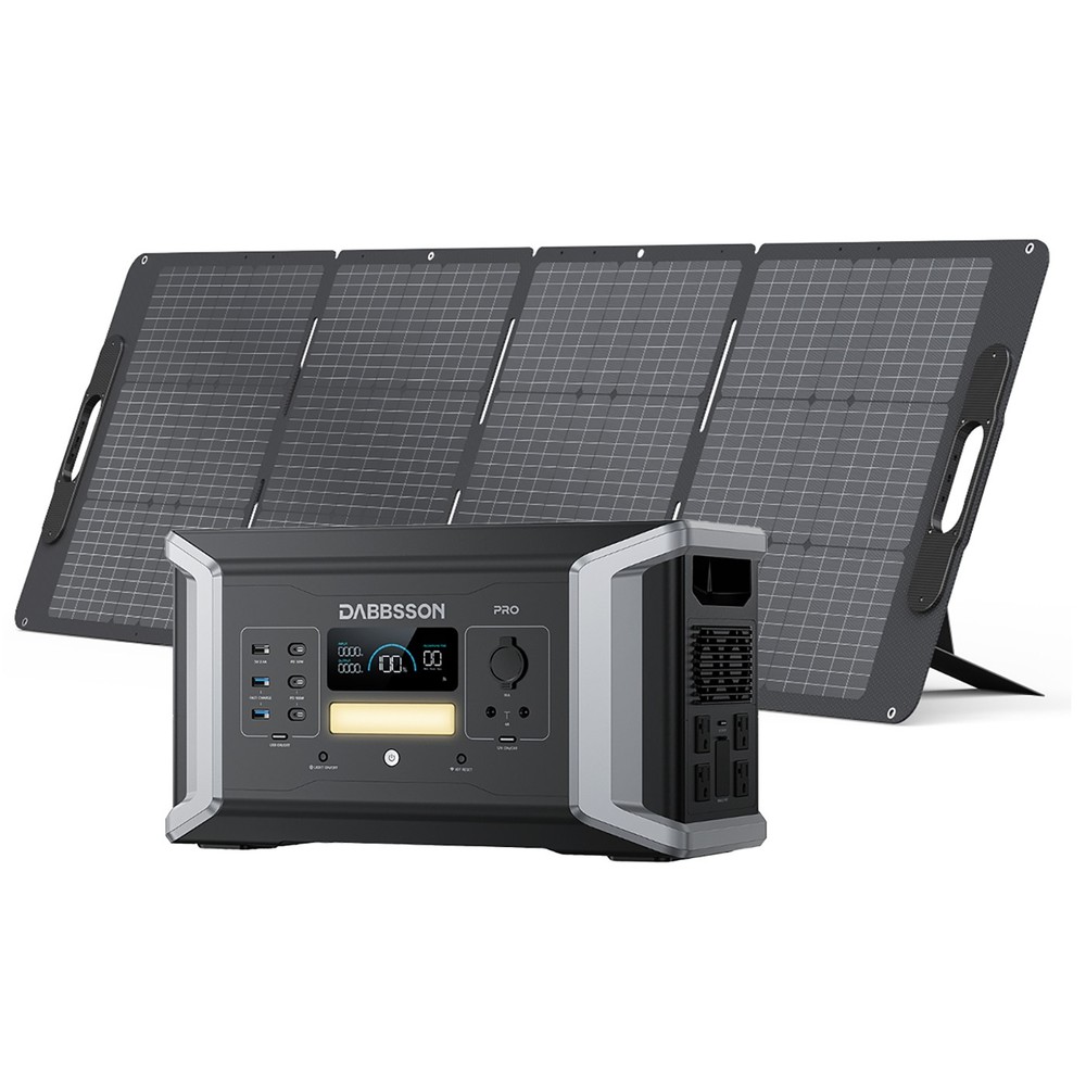 Dabbsson 2000W Portable Power Station w/ Folding Solar Panel Kits Camping Rvs