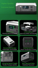1800W 1024Wh Portable Power Station 320000mAh Lifepo4 battery Pure Sine Wave Sol