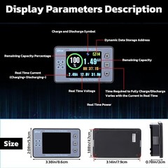 DROK Coulometer, DC 8-100V 100A Battery Monitor 12V 24V 36V 48V 60V Volt Amp Wat