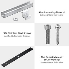 Solar Panel Bracket Kit, 6 Pcs 7.87 in Aluminium Solar Panel Mounting Rail 30Mm/