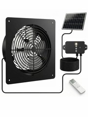 ORQEMG Solar Powered Fan with Battery Backup 15W Monocrystalline Panel 12V