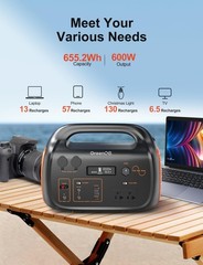 GreenOE Portable Power Station 600W 655Wh Solar Powered Generator with 11 Ports