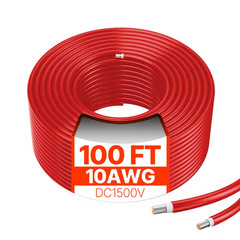 100ft Solar Panel Extension Cable 10AWG 6mm² Tinned Copper PV Cable Solar Wire