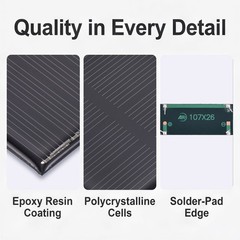 2Pcs 5V 0.25W 50mA Mini Polycrystalline Solar Panel 4.2×1″/107x26mm