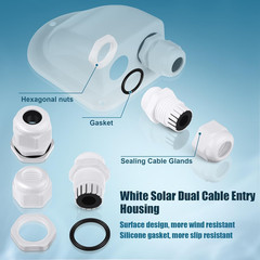 2 Pack Solar Cable Entry Gland, Weather Resistant Solar Gland, Dual Cable Entry