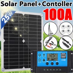 25W Solar Panel Kit 12V 30A/60A Battery Charger Controller Caravan Boat Outdoor