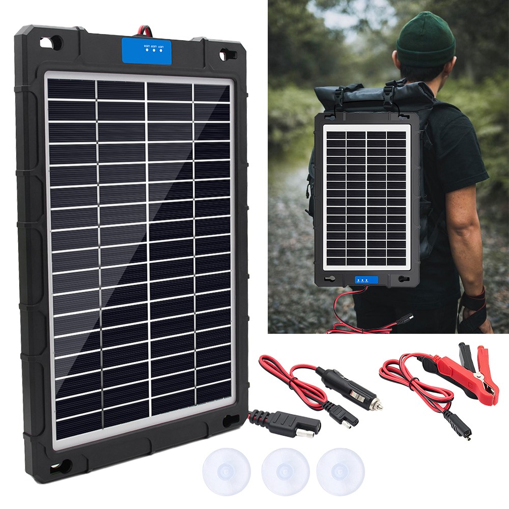 15W Solar Panel Kit Trickle Charger Maintainer Battery Car Camping Waterproof RV