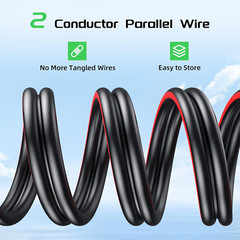50Ft 10AWG Solar Panel Extension Cable, 6Mm² Twin Wire Conductor Parallel Solar