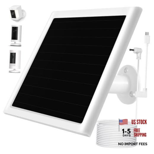 6W Solar Panel Charger for Ring Camera, Compatible with Ri ng Stick White 1Pack