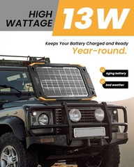 12V Solar Battery Charger, 13W Waterproof Dual Sided Battery Maintainer, IP67…