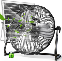 18” Solar Powered Fan with 30W Solar Panel, Portable Solar Operated Outdoor Flo